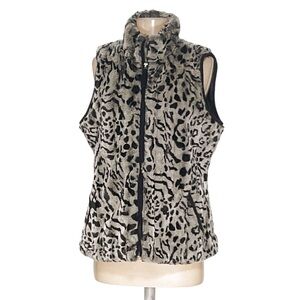 Coldwater Creek Animal Print Faux Fur Vest, size M